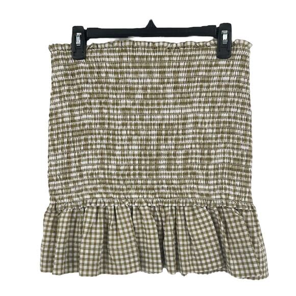 Veronica Beard skirt Alyoa Smocked Gingham Mini size Large L - Picture 2 of 4